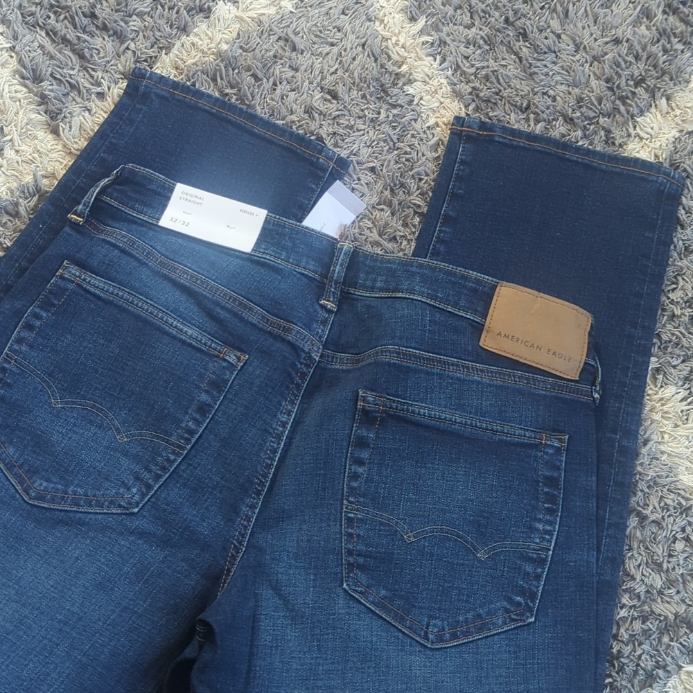 American Eagle Dark Wash Original Straight Airflex + Denim Jean 32/32 - Picture 4 of 8